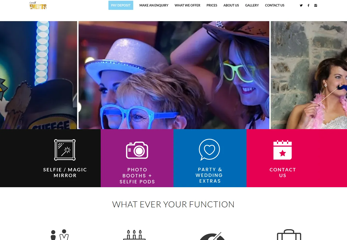 Carey Events - homepage screenshot