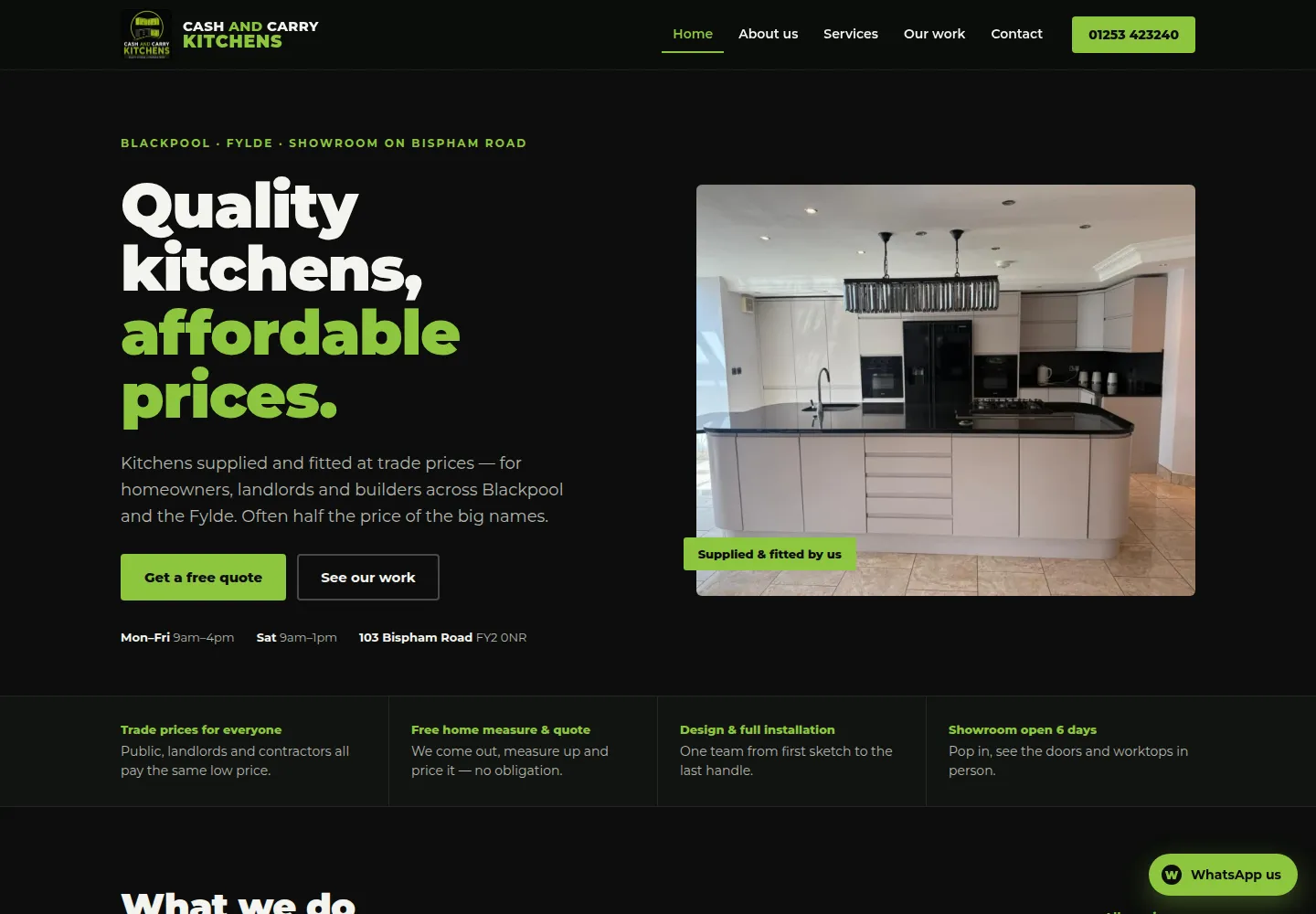 Cash and Carry Kitchens - homepage screenshot