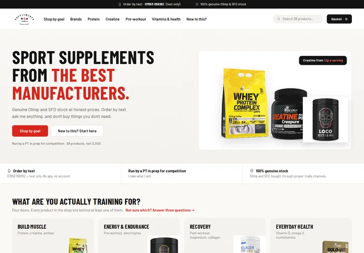 Screenshot of the SportSupplements.uk storefront